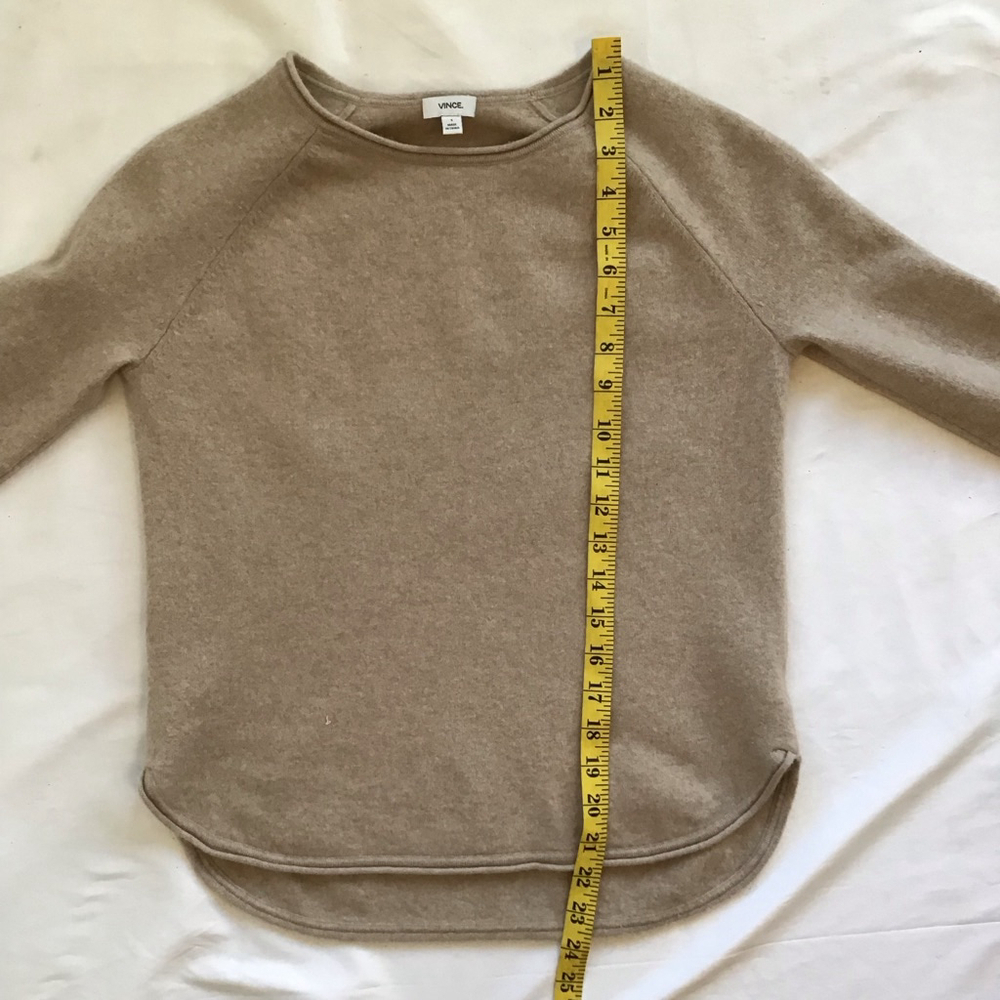 Vince. Women Elegant Warm Beige Crew Neck Sweater S - Picture 10 of 12